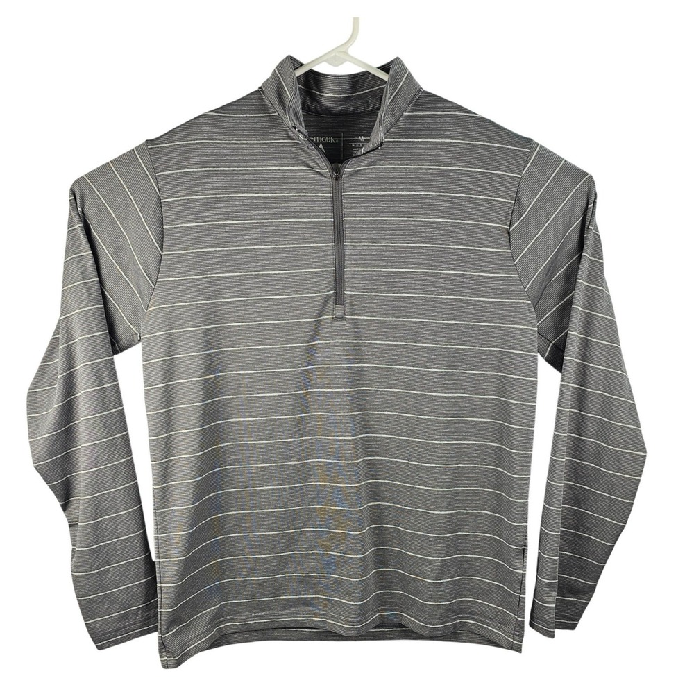 Antigua Quarter‎ Zip Golf Shirt Men's Medium Active Gray Striped Pullover 104109